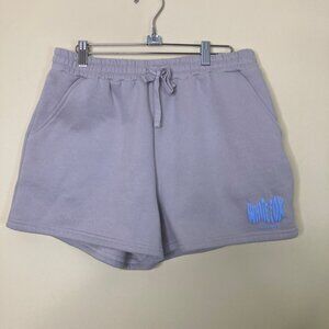White Fox Boutique Gray Shorts with Blue Logo, size large